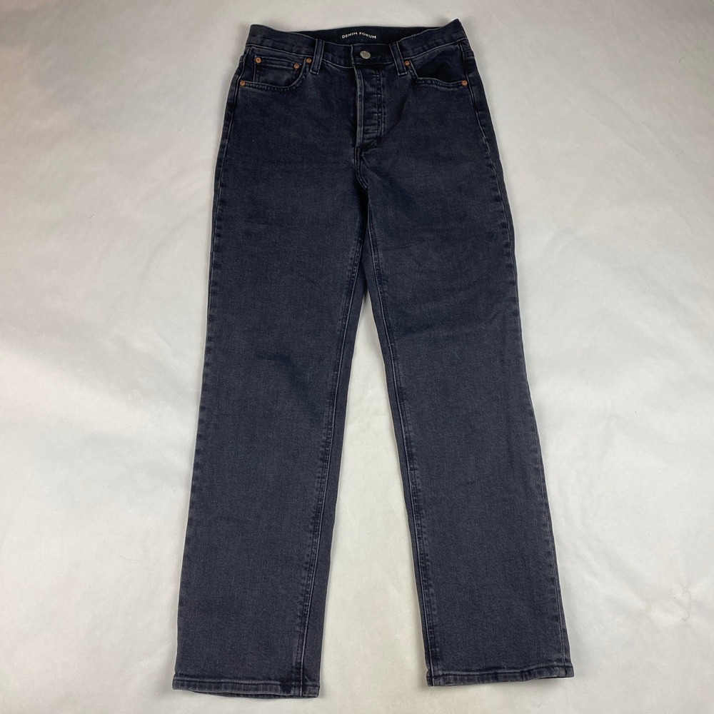 Denim Forum Jeans Women's Size 26 Black THe Arlo High Rise Straight 28L